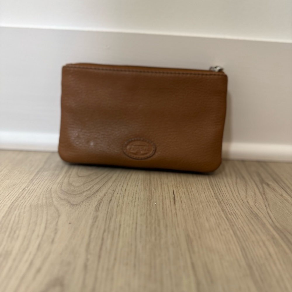 Fossil Heritage Brown Leather Cosmetic Bag / Minimalist Clutch